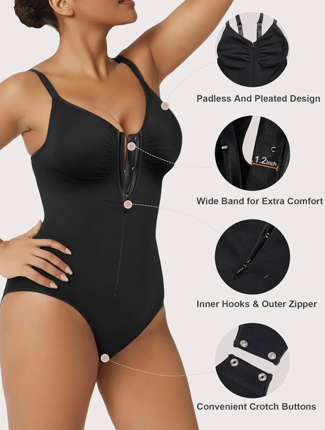 Flexifit® Tummy Control Seamless Zip-Up Short Bodysuit