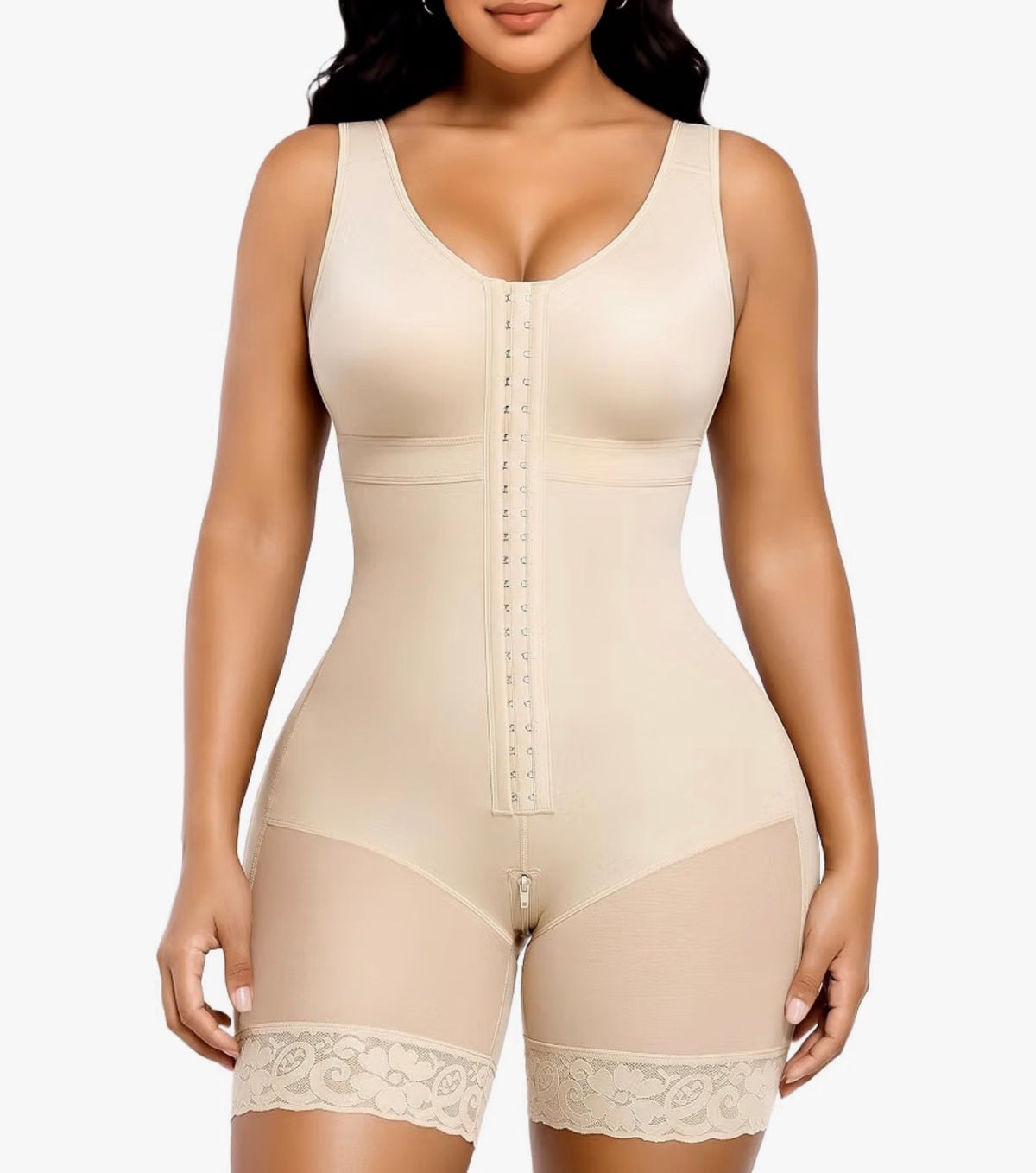 DreamShaper® Full Body Hooked Faja Bodysuit with Zipper Crotch