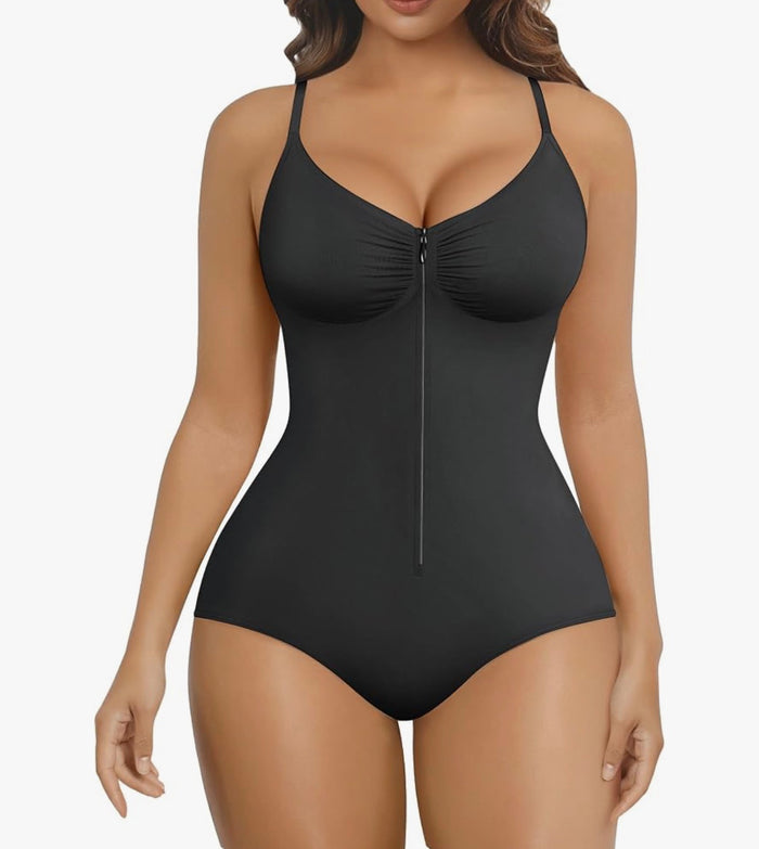 Flexifit® Tummy Control Seamless Zip-Up Short Bodysuit