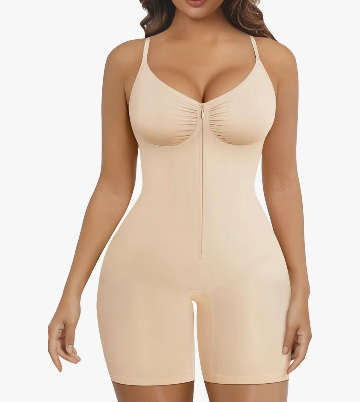 Flexifit® Zip-Up Tummy Control Mid Thigh Seamless Bodysuit