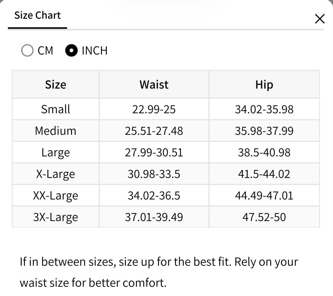 Size Chart